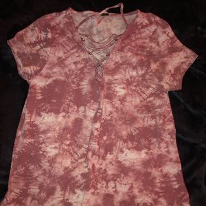 Pink Tie Dye Cross Tie Shirt